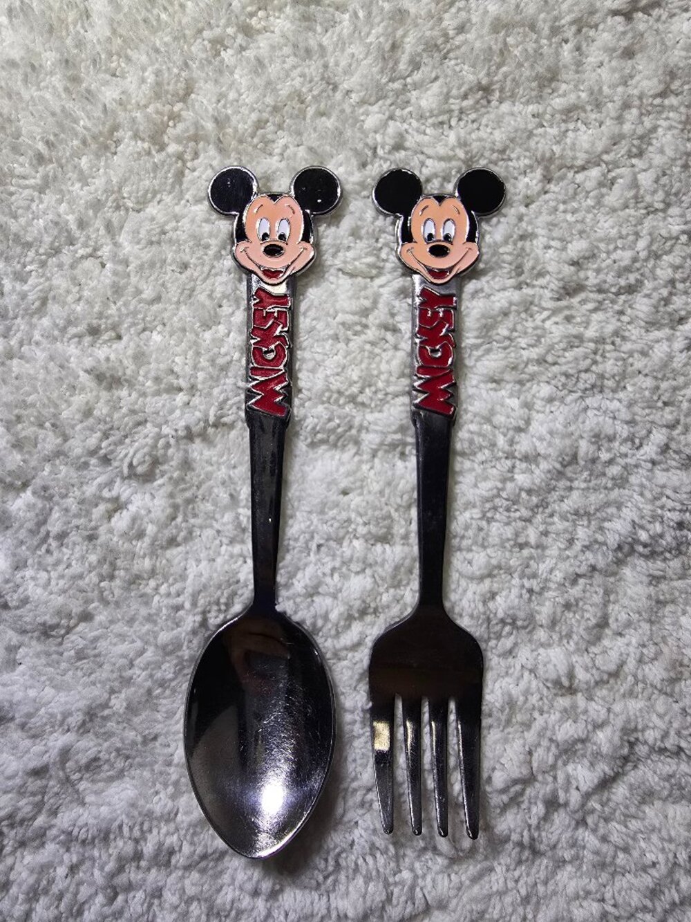 Disney Mickey Mouse Child Toddler Stainless Steel Fork & Spoon Set